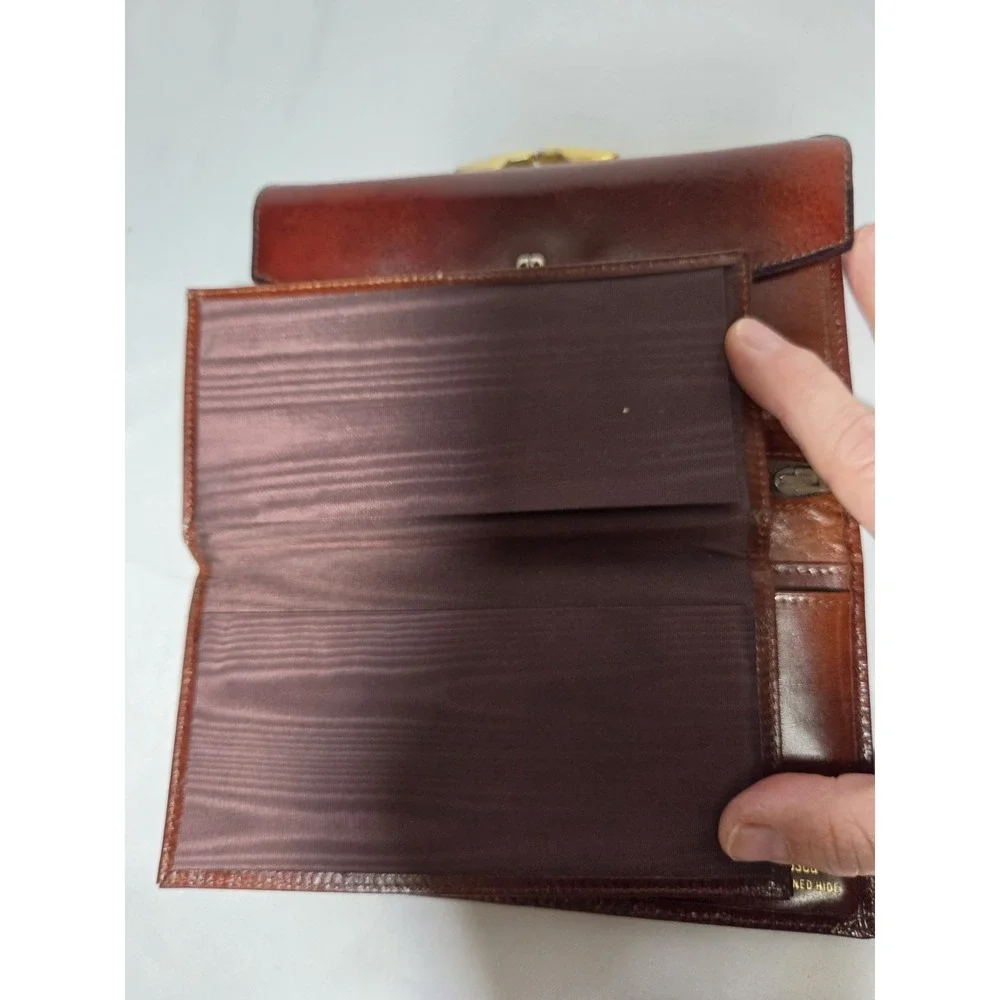 Vintage Bosca Women's Brown Leather Wallet Folding w Card ID Window  & Zip Coin